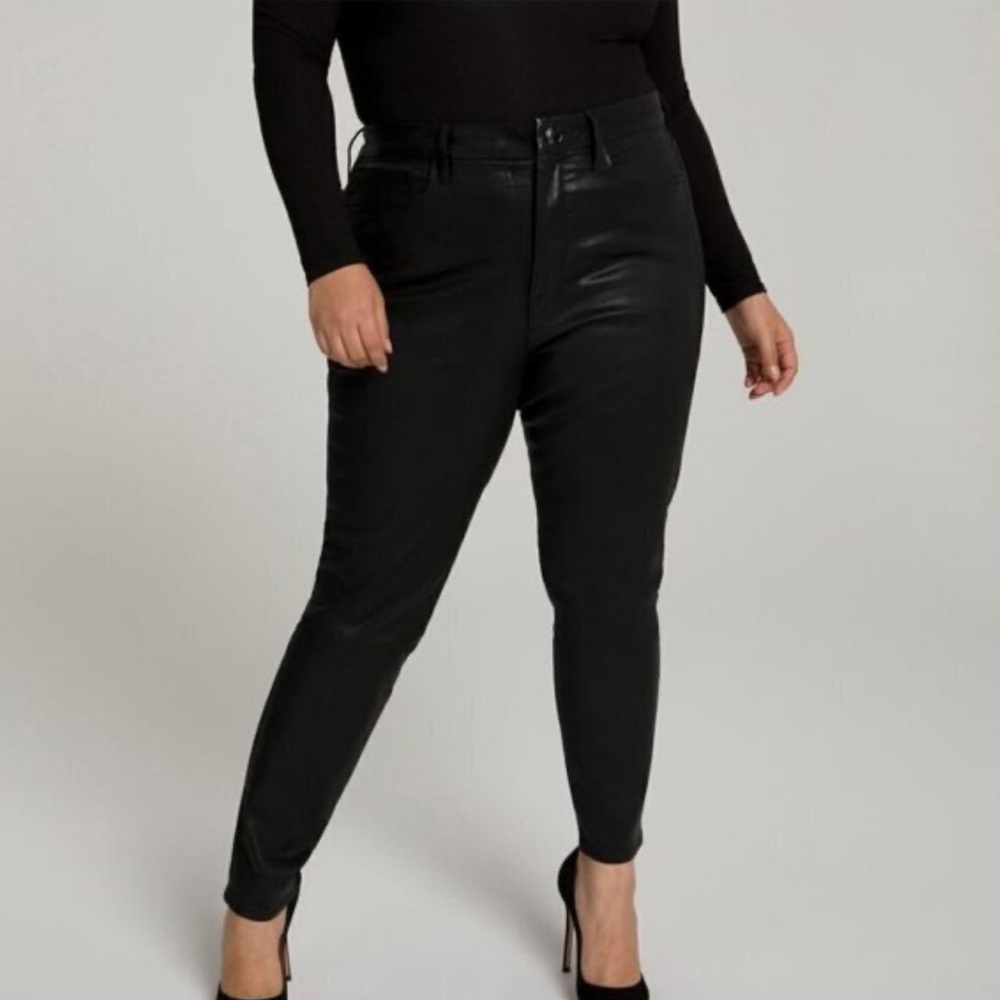 Good American Black Coated High rise Jeans Size 18 plus size
